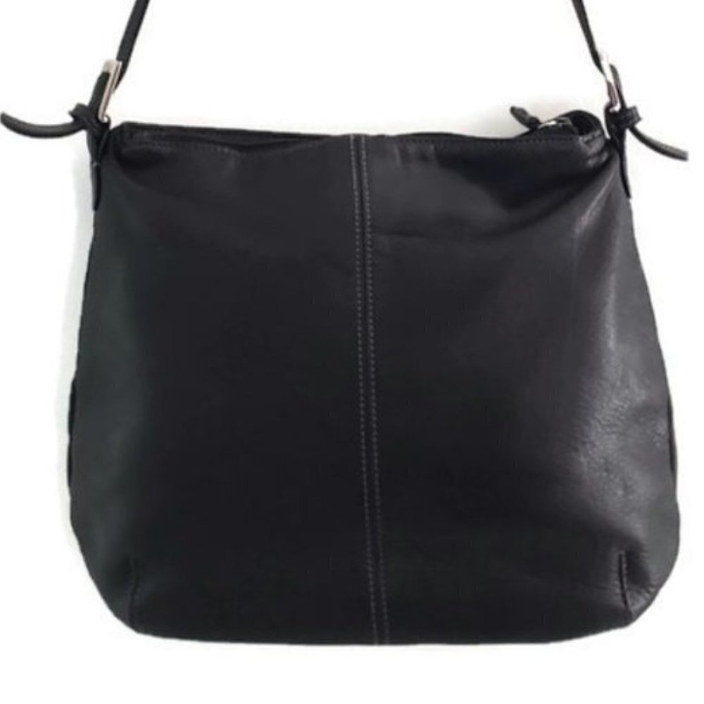 Tignanello Y2K Black Pebbled Leather Hobo Shoulder Bag Boho Classic